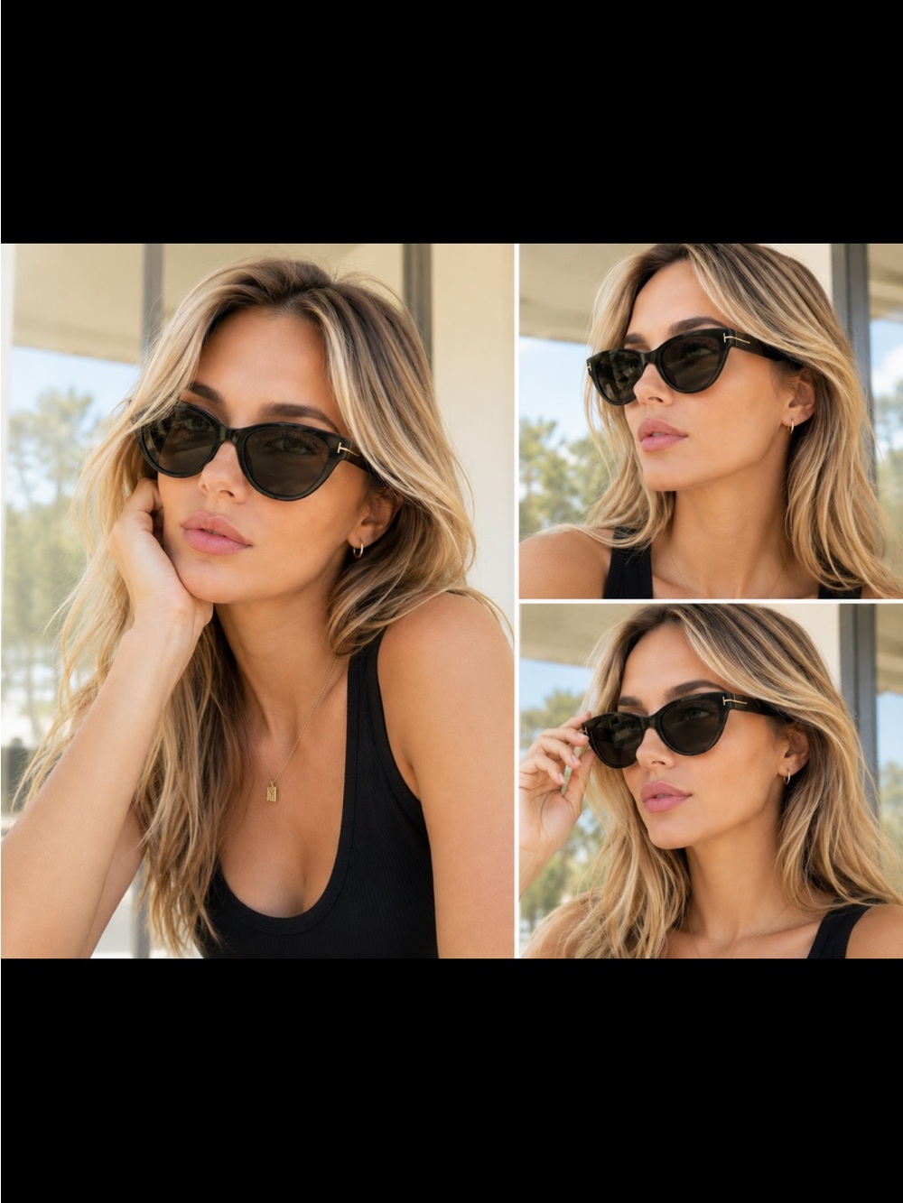 Tom Ford Black Gloss Cat-Eye Sunglasses
